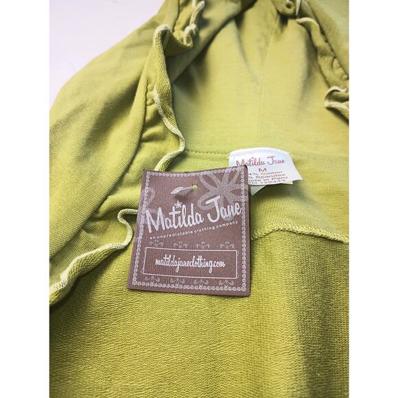 Matilda Jane Women Medium Green Sweater Jacket Long sleeve With Hood NWT - Picture 3 of 5